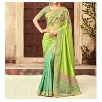 Picture of Green silk with Ethnic Solid Saree