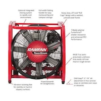 Ramfan Gas Powered Ventilator with PowerStream Technology, Red & Black