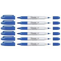 Picture of Sharpie Fine & Ultra Fine Twin Tip Permanent Markers, Pack of 6, Blue