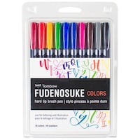 Picture of Tombow Fudenosuke Colors Brush Pens, Hard Tip, 10 pcs