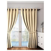 Picture of Lushomes Plain Door Curtains with Eyelets, Beige, 54 x 90 inches