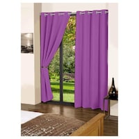 Picture of Lushomes Plain Door Curtains with Eyelets, Purple, 54 x 90 inches