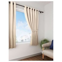 Picture of Lushomes Plain Windows Curtains with Eyelets, Light Cream, 54 x 60 inches