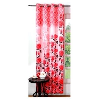 Lushomes Pink Blossom Printed Blackout Door Curtains, 54 x 90 inches