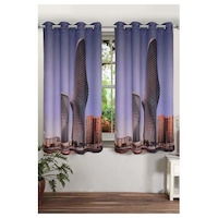 Lushomes Two Buildings Printed Windows Curtains with Eyelets, 54 x 60 inch