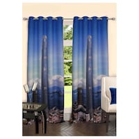 Lushomes Skyscraper Printed Door Curtains with Eyelets, 54 x 90 inches