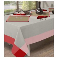 Picture of Lushomes Rectangle Dining Table Cloth 6 Seater, Terra and Beige