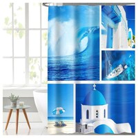 Lushomes Greece Digital Printed Bathroom Shower Curtains, 71 x 78 inches