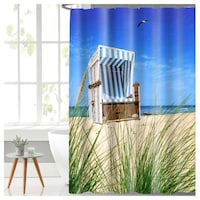 Lushomes Beach Chair Printed Bathroom Shower Curtains, 71 x 78 inches