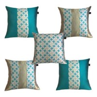 Lushomes Jacquard Design 2 Cushion Cover Set, Pepper Green, Pack of 5