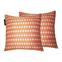 Lushomes Polyester Jacquard Cushion Cover, Orange, Pack of 2
