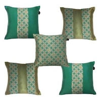 Lushomes Jacquard Design 2 Cushion Cover Set, Dynasty Green, Pack of 5