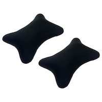 Picture of Lushomes Foam Car Neck Pillow with Adjustable Elastic, Black, Pack of 2