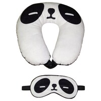 Picture of Lushomes Panda Designed Neck Pillow and Eye Mask, Pack of 2