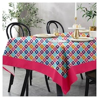 Lushomes 4 Seater Square Printed Table Cloth, Multicolour