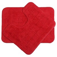Lushomes Ultra Soft Medium Bathmat and Contour, Red, Set of 2