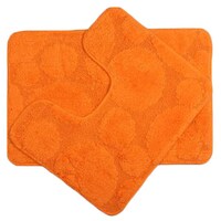 Lushomes Ultra Soft Regular Bathmat and Contour, Orange, Set of 2