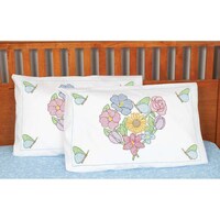 Jack Dempsey Stamped Pillowcase, Shams Flowers & Hearts