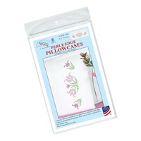 Jack Dempsey Stamped Pillowcases with White Perle Edge, 2Pcs,  XX Tulips