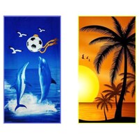 Picture of Lushomes Dolphin and Sunset Printed Bath Towel, 30 x 60 cms, Set of 2