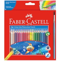 Faber-Castell Grip Watercolor Pencil with Brush, Set of 24 pcs