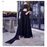 Picture of Semi-Stitched Embroidery Plazzo Suits Without Dupatta, Black