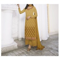 Picture of Mustard Kurtis unstitched Embroidery with Zari Salwar Suit with Dupatta