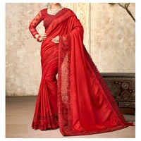 Picture of Red silk with Ethnic Solid Saree