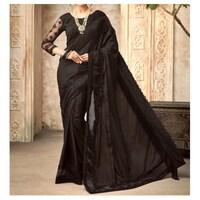 Picture of Silk with Ethnic Solid Saree, Black