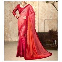 Picture of Maroon & Peach silk Ethnic Solid Saree