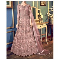 Picture of Peach Semi-Stitched Stone & Embroidery Anarkali with Dupatta