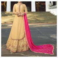 Picture of Yellow Salwar Kameez Semi-Stitched Embroidered Salwar Suit with Dupatta