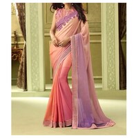 Picture of Pink & Peach silk Ethnic Woven Design Saree