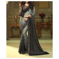 Picture of Silk Ethnic Woven Design Saree, Black & Grey