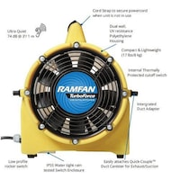 Ramfan Turbo Industrial Blower Exhauster, 20cm, Yellow, 230 V