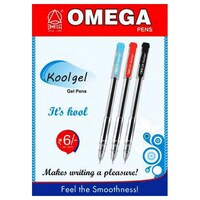 Omega KoolGel Ball Ink Pen, Pack of 5, Blue