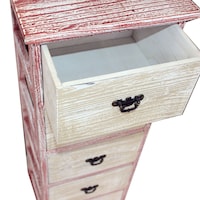 Retro Antique Wooden Cabinet, White & Red