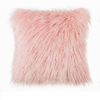 Ling Wei Decorative Soft Plush Faux Fur Pillow Cover Case, Pink