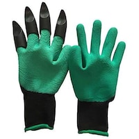 Garden Gloves with Claws Pack Of 10 Firm Grip Durable, Green
