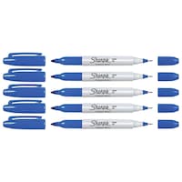 Picture of Sharpie Fine & Ultra Fine Twin Tip Permanent Markers, Pack of 5, Blue