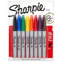 Sharpie Permanent Marker Pens, Fine Point, 8 Pcs