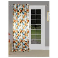 Picture of Lushomes 3D Printed Based Flower Door Curtains, Cream, 54 x 90 inches