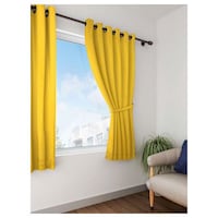 Picture of Lushomes Plain Windows Curtains with Eyelets, Yellow, 54 x 60 inches