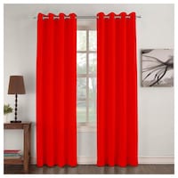 Picture of Lushomes Basic Plain Microfiber Door Curtains, Red, Pack of 2, 55 x 90 inch