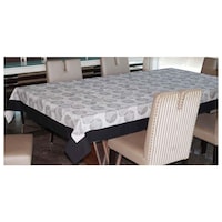 Picture of Lushomes 8 Seater Geometric Printed Table Cloth, Black