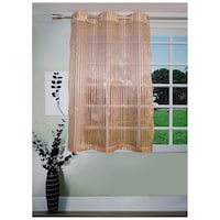 Picture of Lushomes Stylish Rust Sheer Windows Curtains with Stripes, 48 x 60 inches