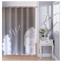 Lushomes Buddha Digital Printed Bathroom Shower Curtains, 71 x 78 inches