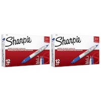 Sharpie Fine & Ultra Fine Twin Tip Permanent Markers, Pack of 24, Blue