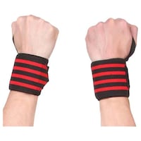 Fitcozi Wrist band, Free Size, Red & Black