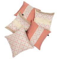 Lushomes Jacquard Design 2 Cushion Cover Set, Pink, Pack of 5